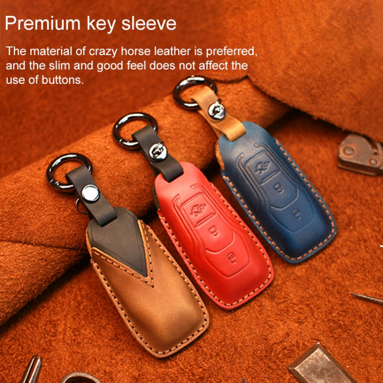 For Ford Old Style Car Cowhide Leather Key Protective Cover Key Case (Brown) - Car Key Cases by PMC Jewellery | Online Shopping South Africa | PMC Jewellery | Buy Now Pay Later Mobicred