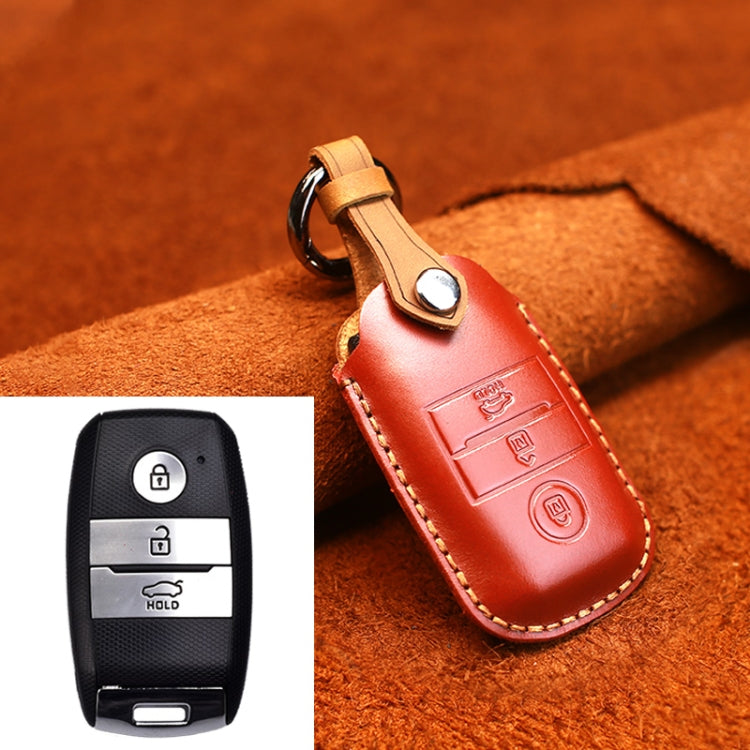 For Kia Old Style Car Cowhide Leather Key Protective Cover Key Case (Red) - Car Key Cases by PMC Jewellery | Online Shopping South Africa | PMC Jewellery | Buy Now Pay Later Mobicred