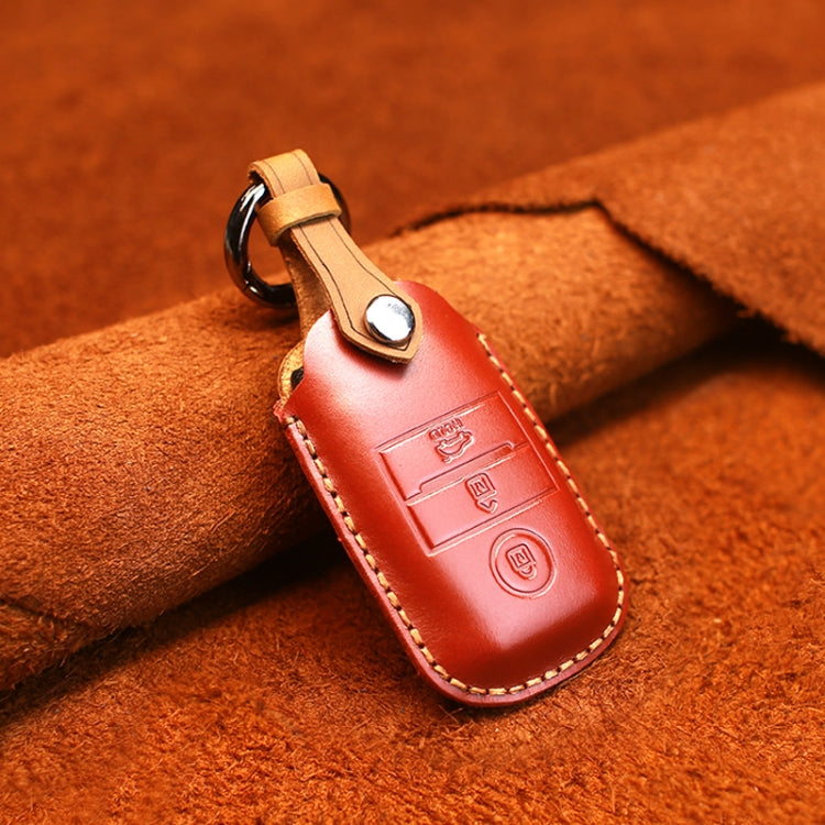 For Kia Old Style Car Cowhide Leather Key Protective Cover Key Case (Red) - Car Key Cases by PMC Jewellery | Online Shopping South Africa | PMC Jewellery | Buy Now Pay Later Mobicred