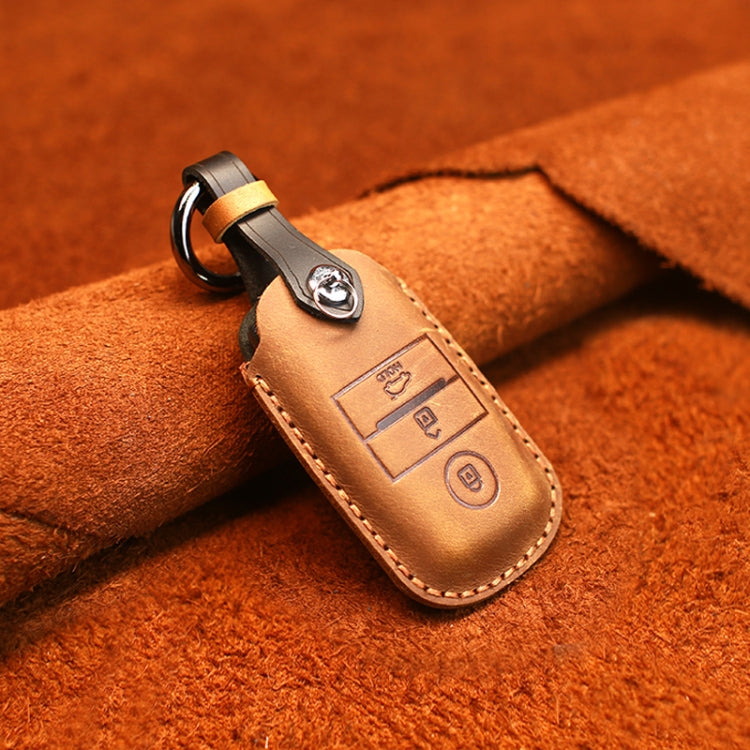 For Kia Old Style Car Cowhide Leather Key Protective Cover Key Case (Brown) - Car Key Cases by PMC Jewellery | Online Shopping South Africa | PMC Jewellery | Buy Now Pay Later Mobicred