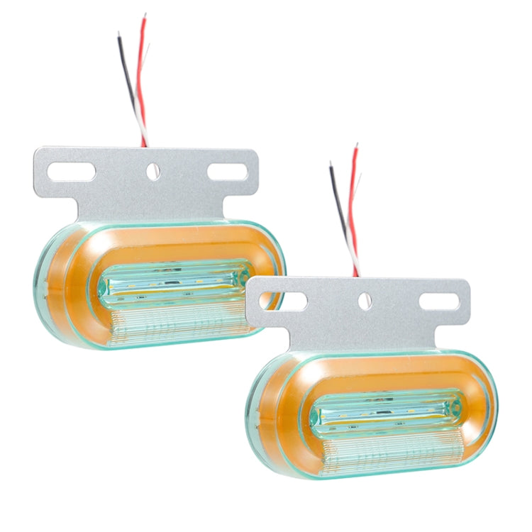 2 PCS 24V 12LED Car Oval Side Lamp (Yellow Light)