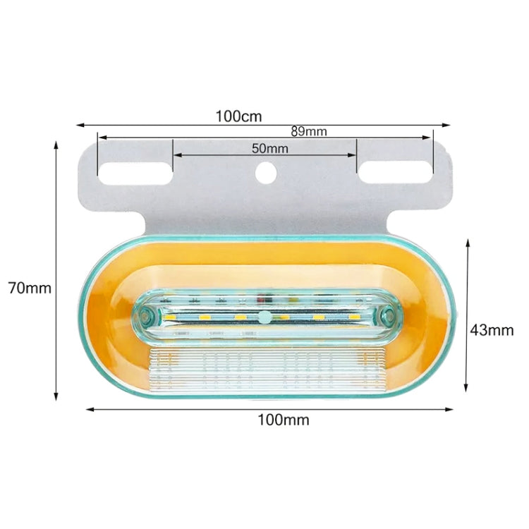 2 PCS 24V 12LED Car Oval Side Lamp (Yellow Light)