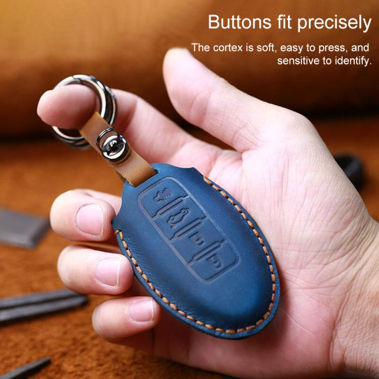 For Nissan Car Cowhide Leather Key Protective Cover Key Case, Three Keys Horizontal Line Version (Red) - Car Key Cases by PMC Jewellery | Online Shopping South Africa | PMC Jewellery | Buy Now Pay Later Mobicred