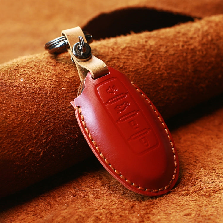 For Nissan Car Cowhide Leather Key Protective Cover Key Case, Four Keys Version (Red) - Car Key Cases by PMC Jewellery | Online Shopping South Africa | PMC Jewellery | Buy Now Pay Later Mobicred