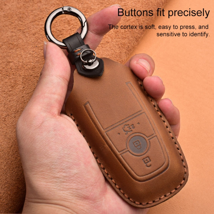 For Ford Car Cowhide Leather Key Protective Cover Key Case, Three Keys Version (Red)