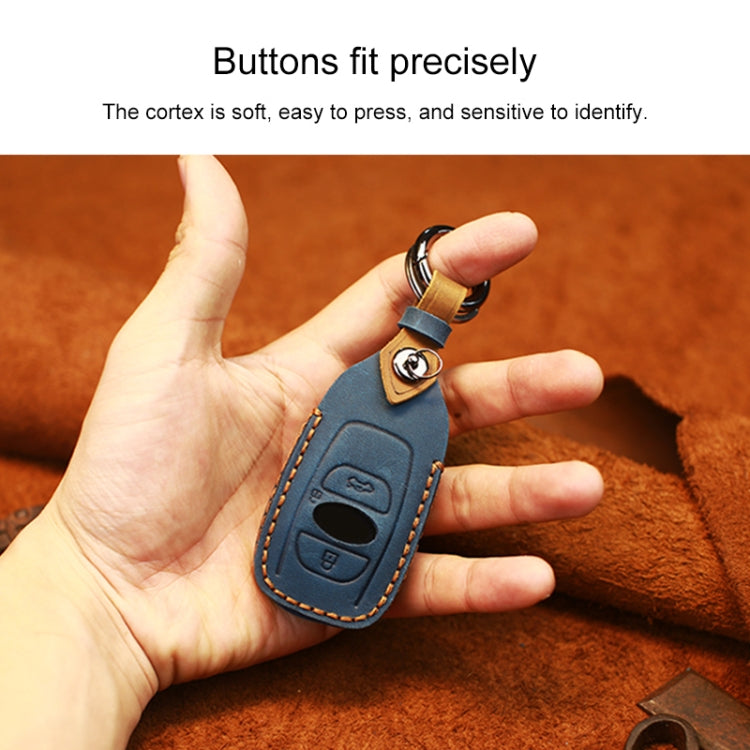 For Subaru Car Cowhide Leather Key Protective Cover Key Case (Blue) - Car Key Cases by PMC TechLife | Online Shopping South Africa | PMC TechLife | Buy Now Pay Later Mobicred