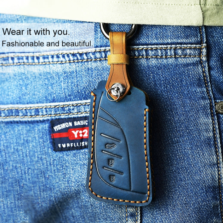 For Lexus New Style Car Cowhide Leather Key Protective Cover Key Case (Blue) - Car Key Cases by PMC TechLife | Online Shopping South Africa | PMC TechLife | Buy Now Pay Later Mobicred