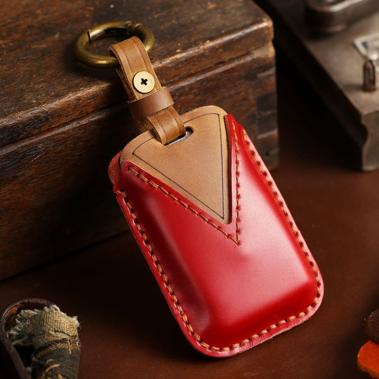 For Land Rover Car Cowhide Leather Key Protective Cover Key Case (Red) - Car Key Cases by PMC Jewellery | Online Shopping South Africa | PMC Jewellery | Buy Now Pay Later Mobicred