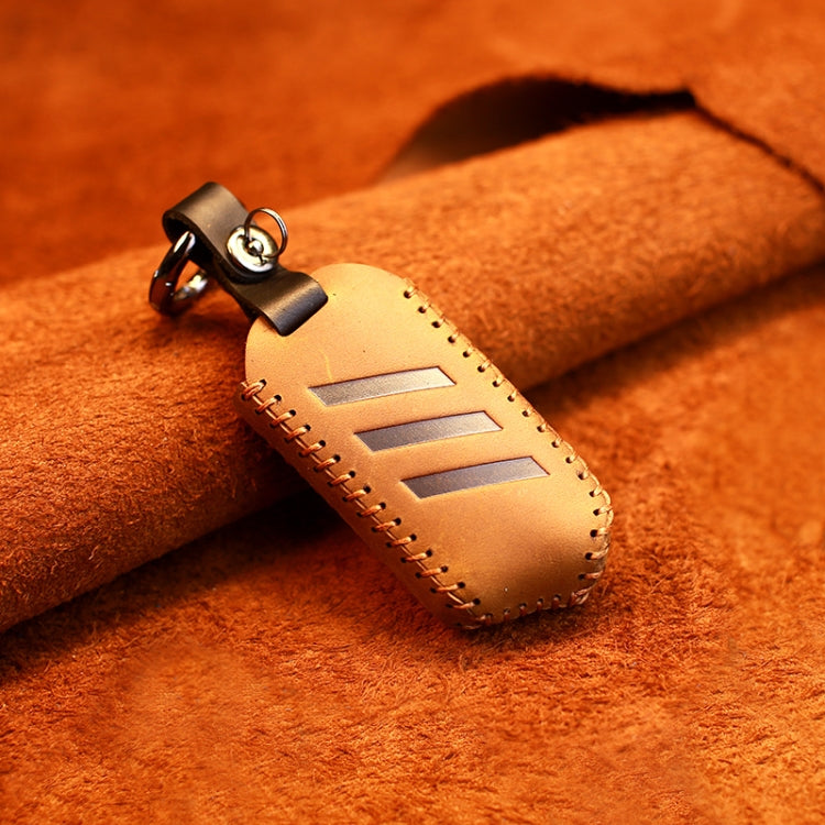 For Kia Car Cowhide Leather Key Protective Cover Key Case, Round Version (Brown) - free shipping - PMC Jewellery - Order now!