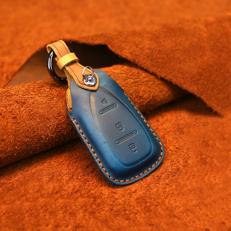 For Chevrolet Car Cowhide Leather Key Protective Cover Key Case, Three Keys Version (Blue) - Car Key Cases by PMC Jewellery | Online Shopping South Africa | PMC Jewellery | Buy Now Pay Later Mobicred