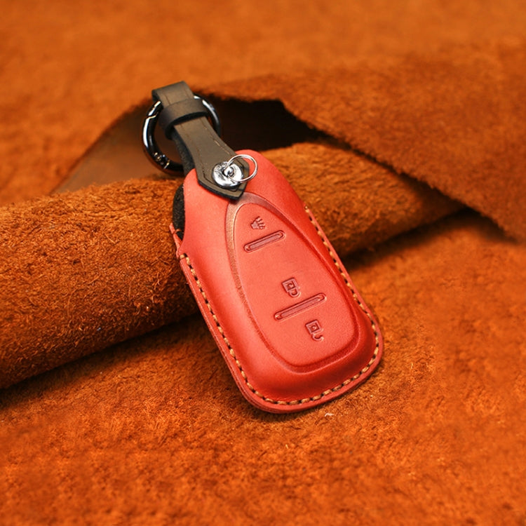 For Chevrolet Car Cowhide Leather Key Protective Cover Key Case, Three Keys Version (Red) - Car Key Cases by PMC Jewellery | Online Shopping South Africa | PMC Jewellery | Buy Now Pay Later Mobicred