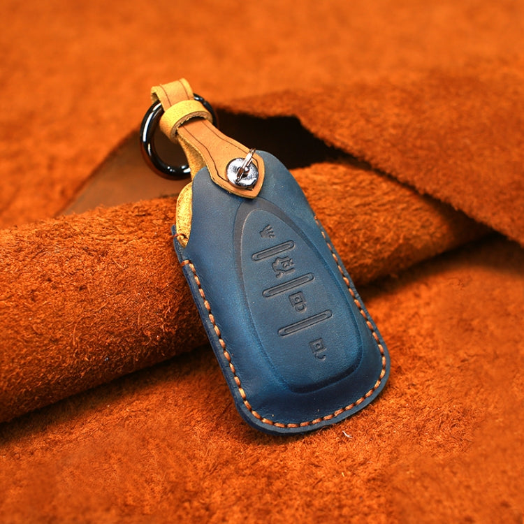 For Chevrolet Car Cowhide Leather Key Protective Cover Key Case, Four Keys Version (Blue) - Car Key Cases by PMC Jewellery | Online Shopping South Africa | PMC Jewellery | Buy Now Pay Later Mobicred
