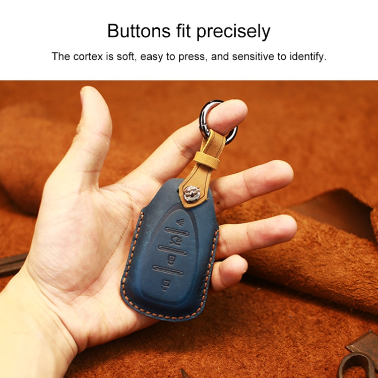 For Chevrolet Car Cowhide Leather Key Protective Cover Key Case, Four Keys Version (Blue) - Car Key Cases by PMC Jewellery | Online Shopping South Africa | PMC Jewellery | Buy Now Pay Later Mobicred