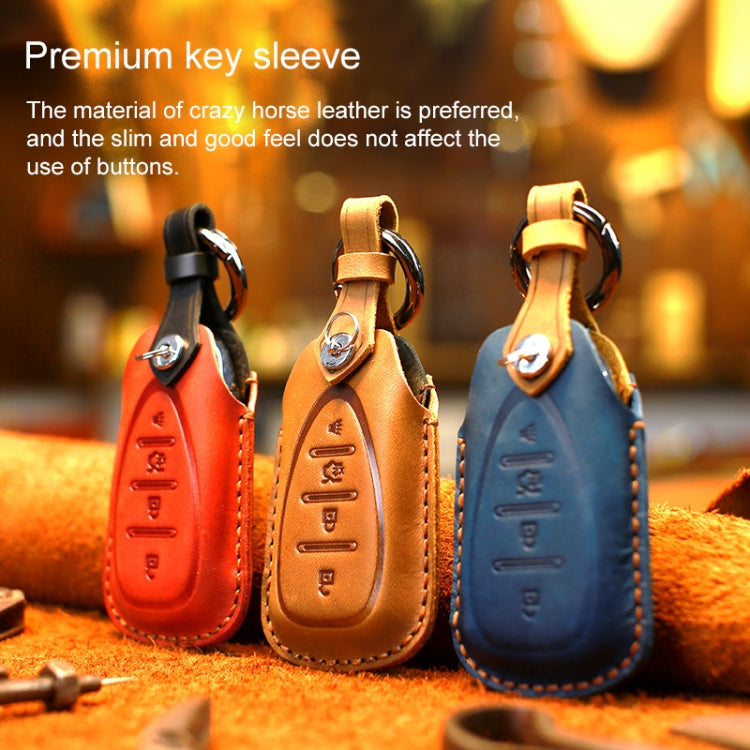 For Chevrolet Car Cowhide Leather Key Protective Cover Key Case, Four Keys Version (Blue) - Car Key Cases by PMC Jewellery | Online Shopping South Africa | PMC Jewellery | Buy Now Pay Later Mobicred