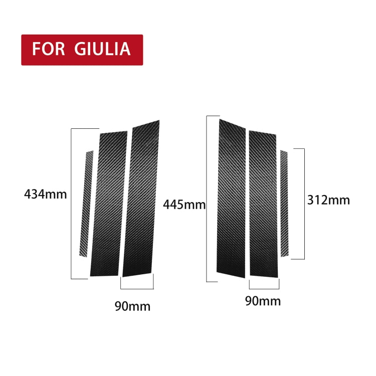 For Alfa Romeo Giulia Carbon Fiber Car B / C / Middle Pillar Door Window Decorative Sticker,Left and Right Drive Universal - Decorative Strip by PMC TechLife | Online Shopping South Africa | PMC TechLife | Buy Now Pay Later Mobicred