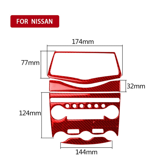 5 in 1 Car Carbon Fiber Air Conditioning Adjustment Panel Decorative Sticker for Nissan 370Z / Z34 2009-, Left and Right Drive Universal (Red)