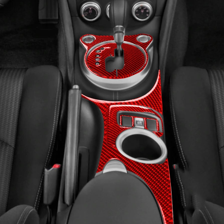 5 in 1 Car Carbon Fiber Gear Water Cup Holder Panel Decorative Sticker for Nissan 370Z / Z34 2009-, Left Drive (Red) - Car Interior Mouldings by PMC TechLife | Online Shopping South Africa | PMC TechLife | Buy Now Pay Later Mobicred