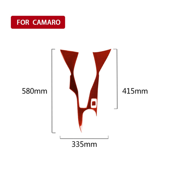 Car Carbon Fiber Center Control Gear Outside Frame Decorative Sticker for Chevrolet Camaro 2017-2019, Left Drive (Red)