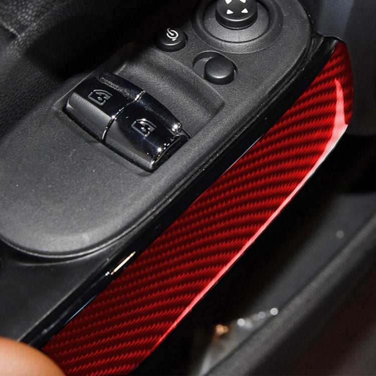 Car Carbon Fiber Door Handle Cover Decorative Sticker for BMW Mini F56, Left and Right Drive Universal (Red)
