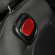 Car Carbon Fiber Seat Back Handle Decorative Sticker for BMW Mini One Cooper F55 F56, Left and Right Drive Universal (Red)