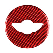 Car Carbon Fiber Steering Wheel Logo Decorative Sticker for BMW Mini Cooper Countryman F60 F55 F56, Left and Right Drive Universal (Red)