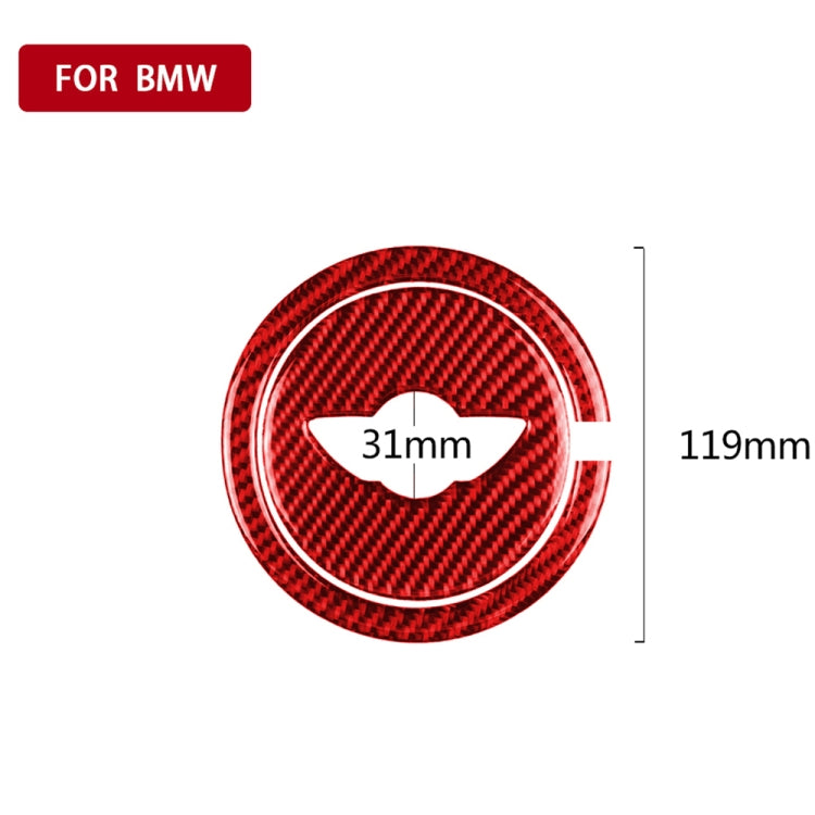2 in 1 Car Carbon Fiber Steering Wheel Decorative Sticker for BMW Mini R55 R56 Countryman R60 Paceman R61 2007-2013, Left and Right Drive Universal(Red)