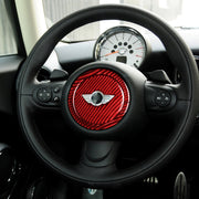 2 in 1 Car Carbon Fiber Steering Wheel Decorative Sticker for BMW Mini R55 R56 Countryman R60 Paceman R61 2007-2013, Left and Right Drive Universal(Red)
