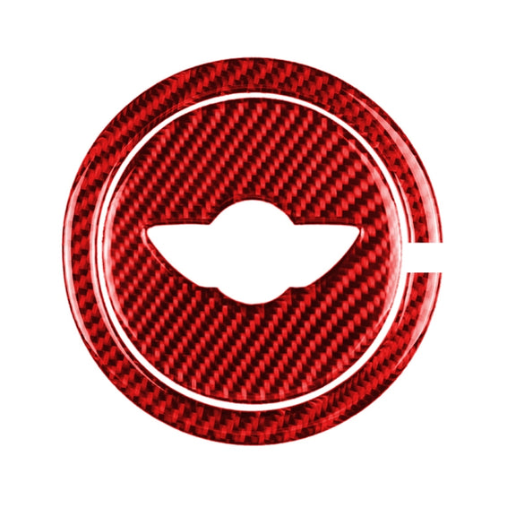 2 in 1 Car Carbon Fiber Steering Wheel Decorative Sticker for BMW Mini R55 R56 Countryman R60 Paceman R61 2007-2013, Left and Right Drive Universal(Red)