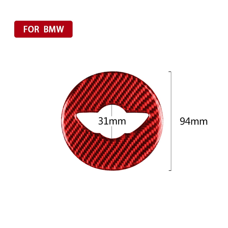 Car Carbon Fiber Steering Wheel Logo Decorative Sticker for BMW Mini R55 R56 Countryman R60 Paceman R61 2007-2013, Left and Right Drive Universal (Red)