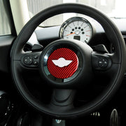 Car Carbon Fiber Steering Wheel Logo Decorative Sticker for BMW Mini R55 R56 Countryman R60 Paceman R61 2007-2013, Left and Right Drive Universal (Red)