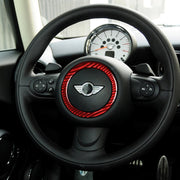 Car Carbon Fiber Steering Wheel Ring Decorative Sticker for BMW Mini R55 R56 Countryman R60 Paceman R61 2007-2013, Left and Right Drive Universal(Red)