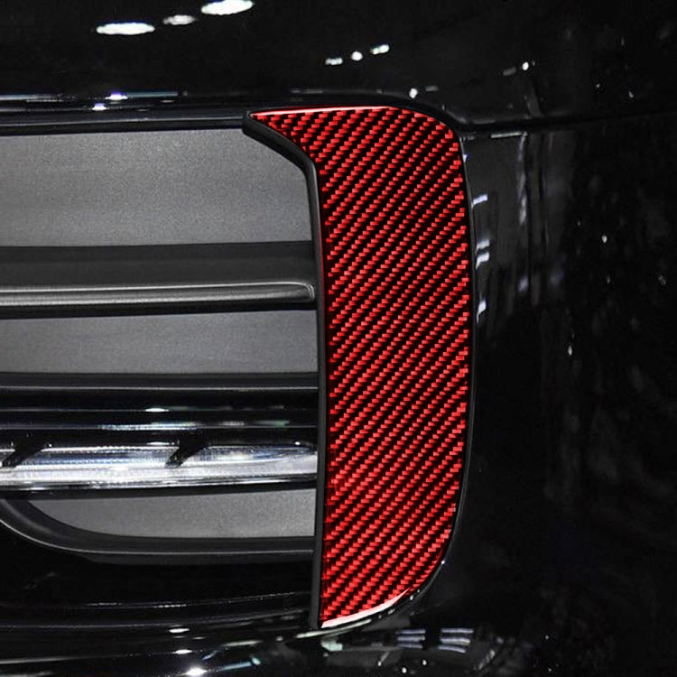 Car Carbon Fiber Daytime Running Light Decorative Sticker for Porsche Macan 2018-2021, Left and Right Drive Universal(Red)