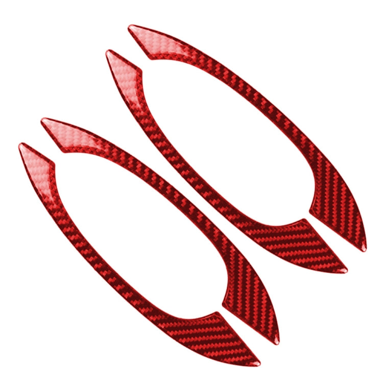 Car Carbon Fiber Outside Door Handle Decorative Sticker for Porsche Macan 2014-2021, Left and Right Drive Universal (Red)