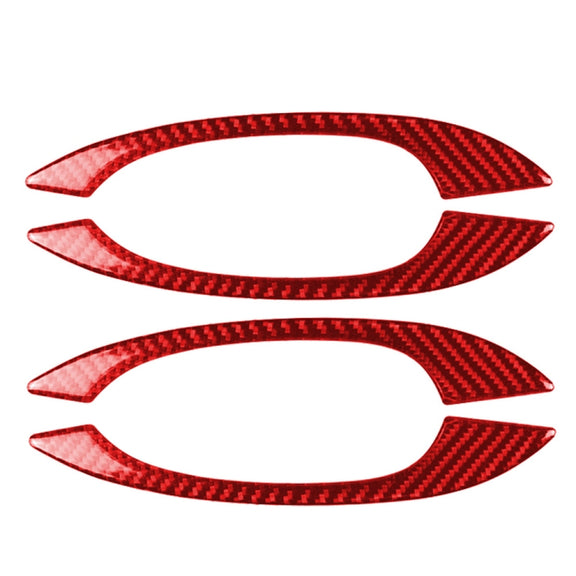 Car Carbon Fiber Outside Door Handle Decorative Sticker for Porsche Macan 2014-2021, Left and Right Drive Universal (Red)