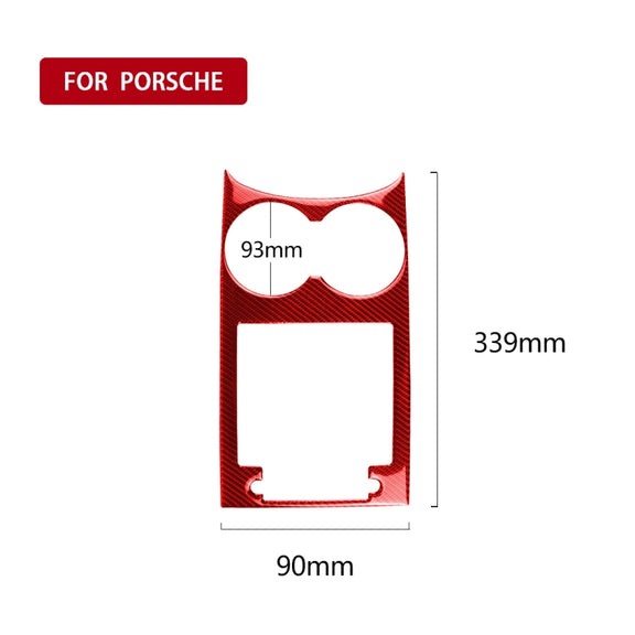 Car Carbon Fiber Water Cup Holder Panel Decorative Sticker for Porsche Macan 2014-2021, Left and Right Drive Universal (Red)