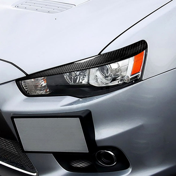 2 PCS / Set Carbon Fiber Car Lamp Eyebrow Decorative Sticker for Mitsubishi Lancer EVO 2008-2014, Drop Glue Version - free shipping - PMC TechLife - Order now!