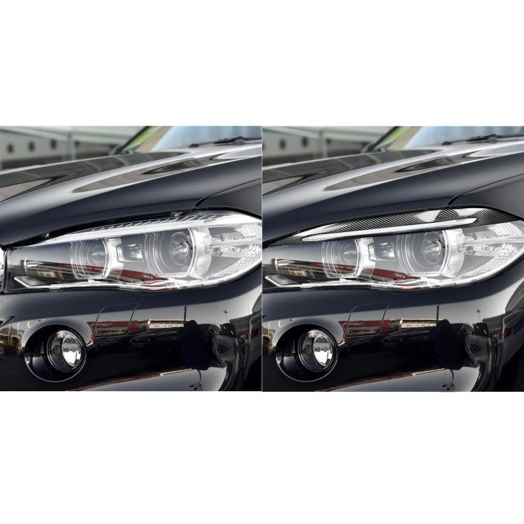 2 PCS / Set Carbon Fiber Car Lamp Eyebrow Decorative Sticker for BMW X5 / F15 2014-2018, Drop Glue Version