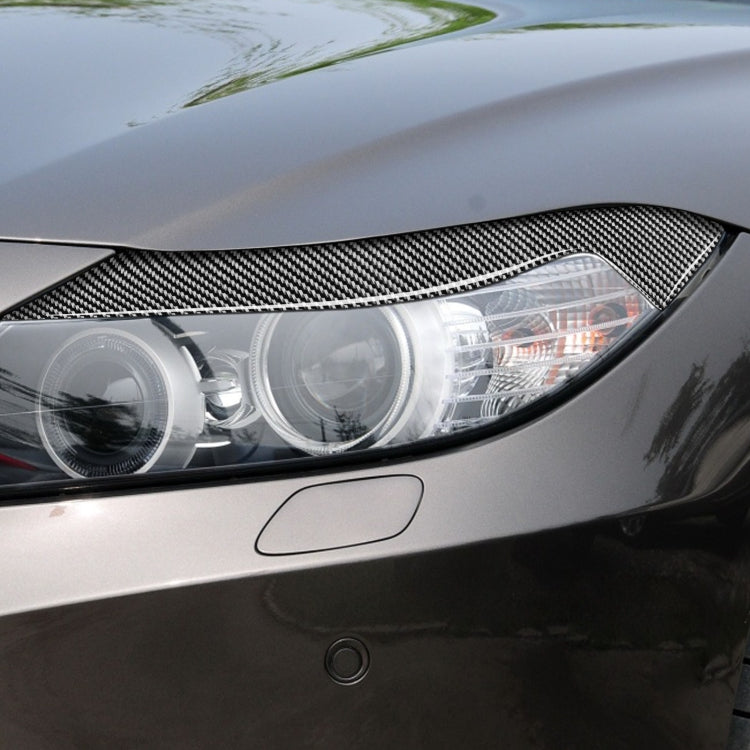 2 PCS / Set Carbon Fiber Car Lamp Eyebrow Decorative Sticker for BMW Z4 / E89 2009-2015, Drop Glue Version