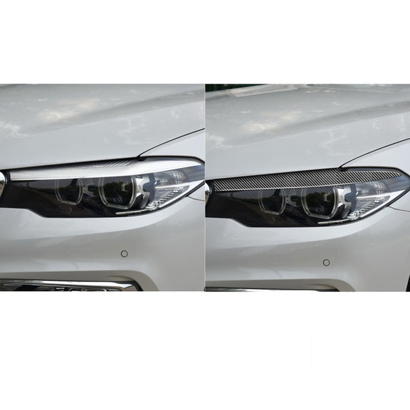 2 PCS / Set Carbon Fiber Car Lamp Eyebrow Decorative Sticker for BMW 5 Series G30 / G38 2018, Drop Glue Version