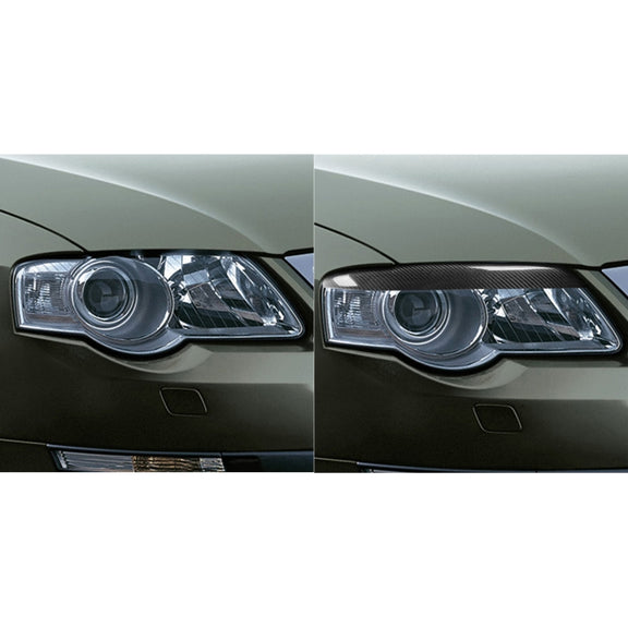 2 PCS / Set Carbon Fiber Car Lamp Eyebrow Decorative Sticker for Volkswagen Passat B6 3C 2005-2010, Drop Glue Version