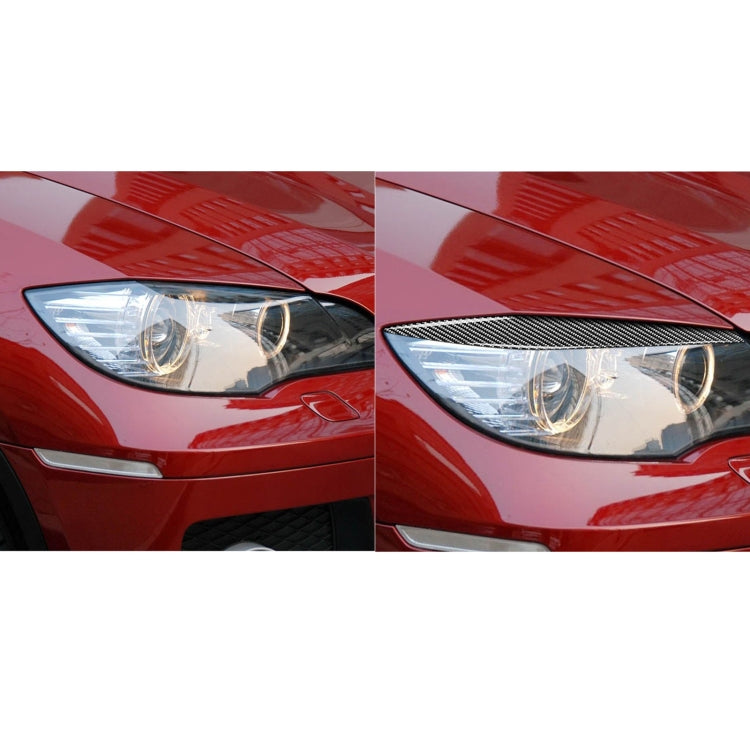 2 PCS / Set Carbon Fiber Car Lamp Eyebrow Decorative Sticker for BMW E71/X6 2008-2014, Drop Glue Version - Lamp Decoration by PMC TechLife | Online Shopping South Africa | PMC TechLife | Buy Now Pay Later Mobicred