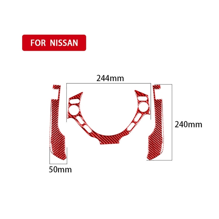 3 PCS / Set Carbon Fiber Car Dashboard Steering Wheel Buttons Decorative Sticker for Nissan GTR R35 2008-2016, Left and Right Driving Universal(Red) - Car Interior Mouldings by PMC TechLife | Online Shopping South Africa | PMC TechLife | Buy Now Pay Later Mobicred