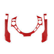 3 PCS / Set Carbon Fiber Car Dashboard Steering Wheel Buttons Decorative Sticker for Nissan GTR R35 2008-2016, Left and Right Driving Universal(Red)
