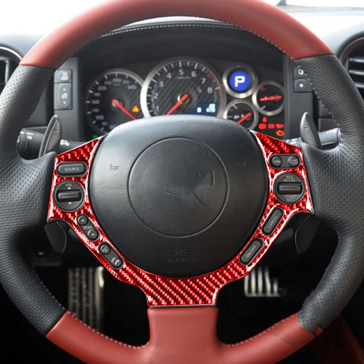 3 PCS / Set Carbon Fiber Car Dashboard Steering Wheel Buttons Decorative Sticker for Nissan GTR R35 2008-2016, Left and Right Driving Universal(Red) - Car Interior Mouldings by PMC TechLife | Online Shopping South Africa | PMC TechLife | Buy Now Pay Later Mobicred