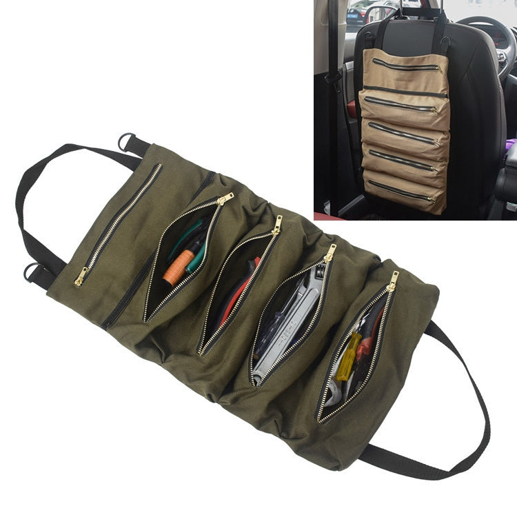 Car Auto Multi-function Canvas Storage Bag Portable Tool Bag Hanging Pocket Bag (Army Green) - Seat Accessories by PMC TechLife | Online Shopping South Africa | PMC TechLife | Buy Now Pay Later Mobicred