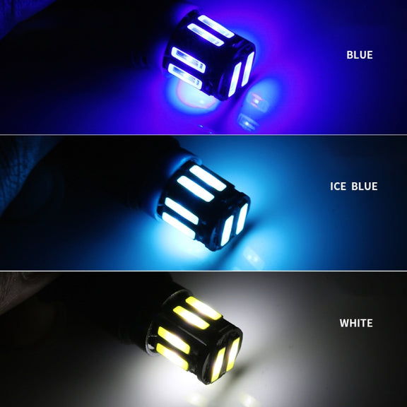 10pcs T10 DC12V / 0.96W / 0.08A Car Clearance Light 10LEDs SMD-7020 Lamp Beads (Blue Light)