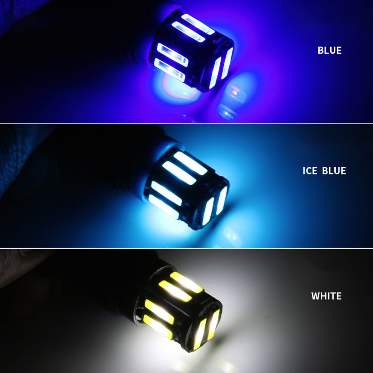 10pcs T10 DC12V / 0.96W / 0.08A Car Clearance Light 10LEDs SMD-7020 Lamp Beads (Blue Light)