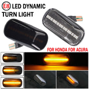 2pcs For Honda Civic 2001-2015 Car Dynamic LED Fender Side Light 34301-S5H-T02(Transparent Black)