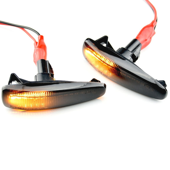 2pcs For Mitsubishi Lancer 2008-2018 Car Dynamic LED Fender Side Light (Transparent Black)