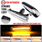 2pcs For Mitsubishi Lancer 2008-2018 Car Dynamic LED Fender Side Light (Transparent Black)